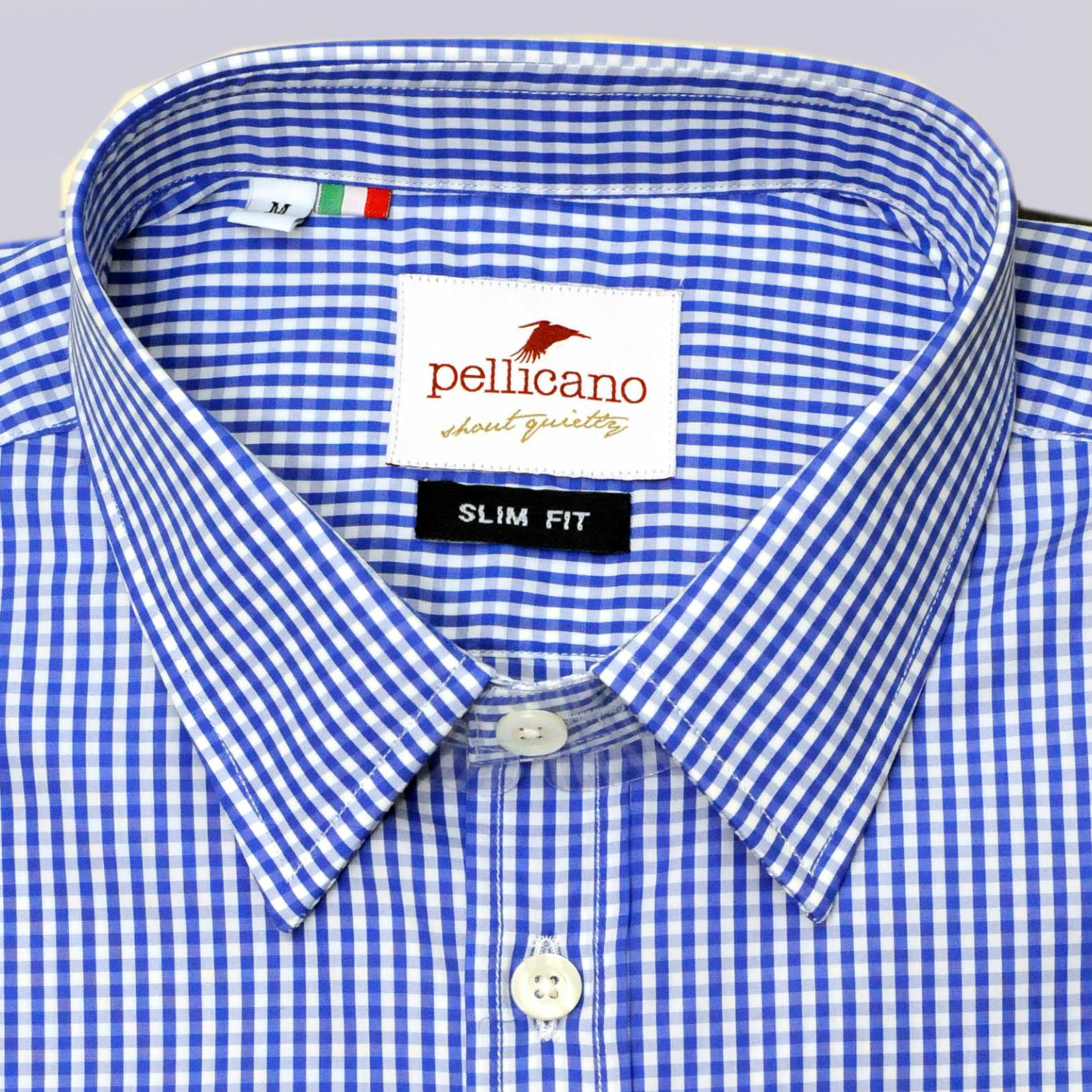 Enrico – Small Collar Formal Shirt in Blue and White Gingham