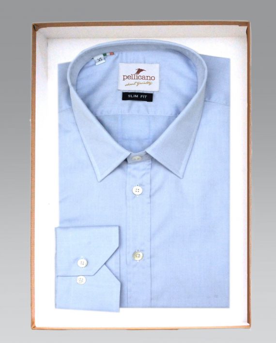 Men's Point Collar Shirt in a Sky Blue Poplin