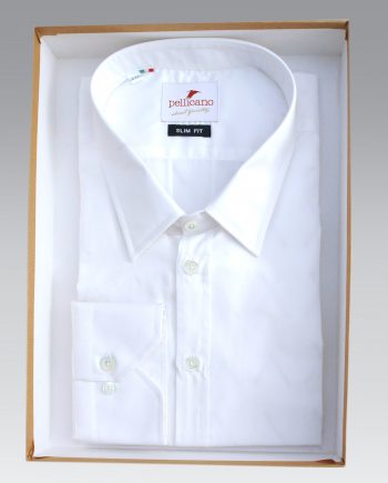Men's Point Collar Shirt in White Poplin