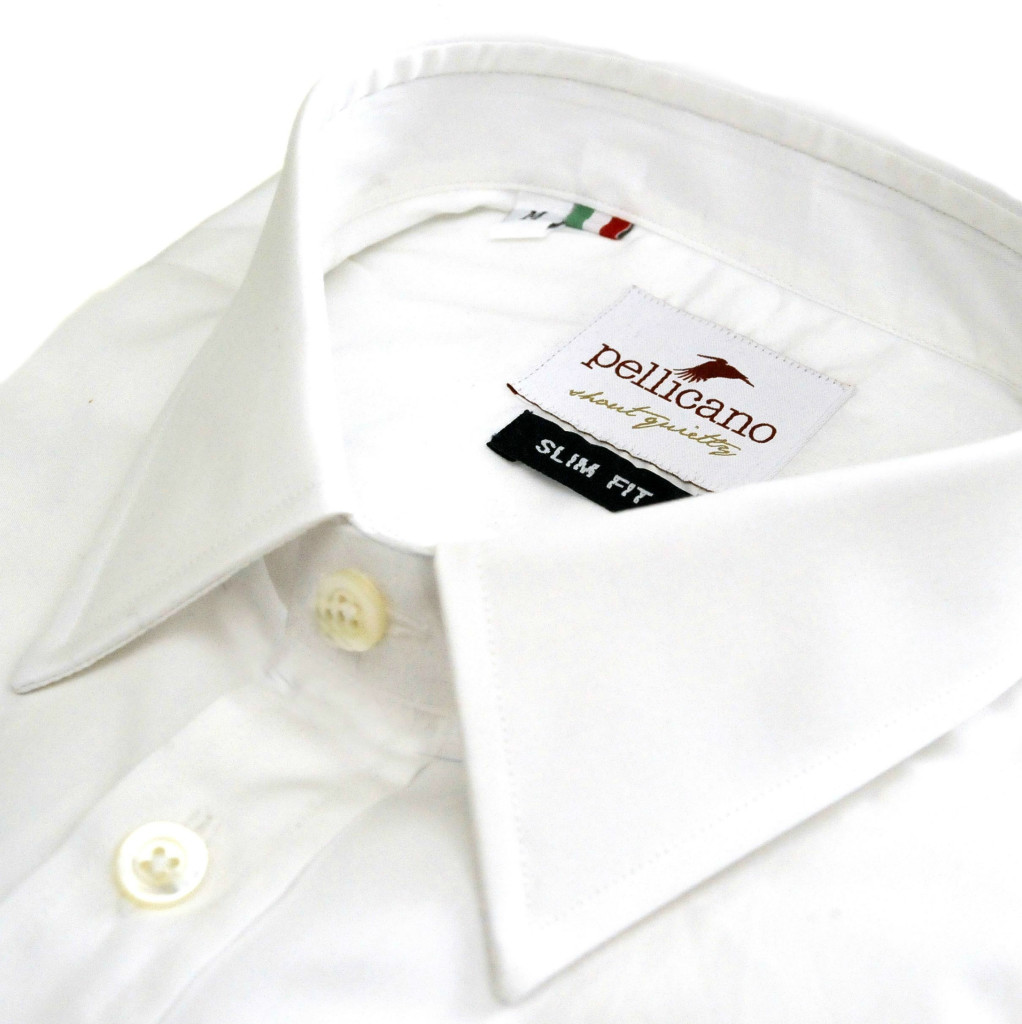 Men's Point Collar Shirt in White Poplin