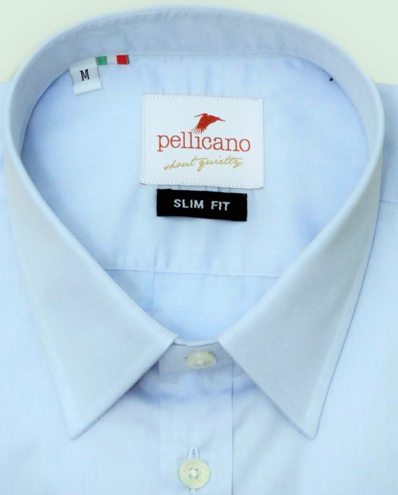Men's Point Collar Shirt in a Sky Blue Poplin - Image 5