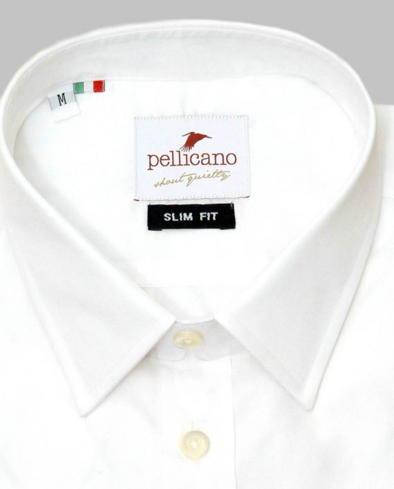 Men's Point Collar Shirt in White Poplin - Image 4