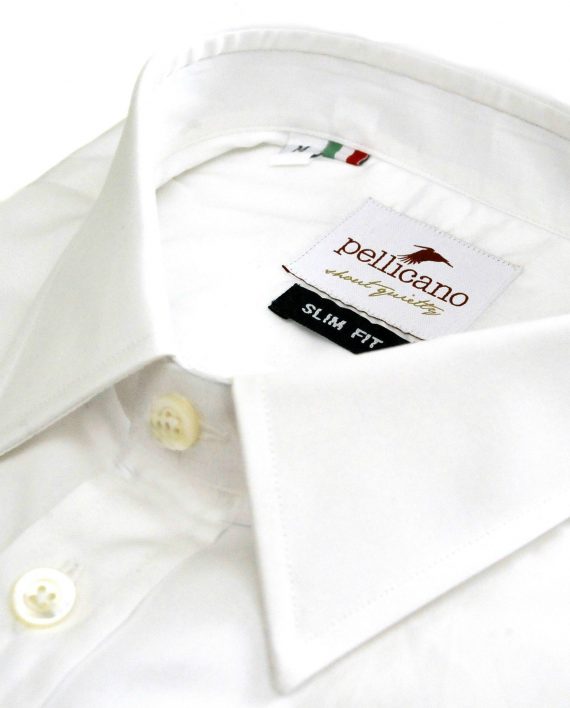 Men's Point Collar Shirt in White Poplin - Image 2