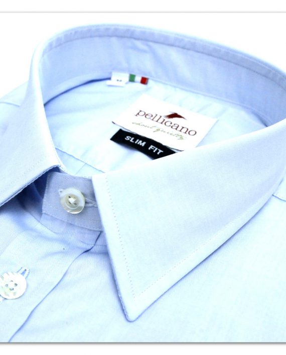 Men's Point Collar Shirt in a Sky Blue Poplin - Image 2