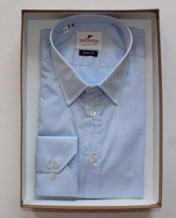 Men's Point Collar Shirt in a Sky Blue Poplin - Image 3