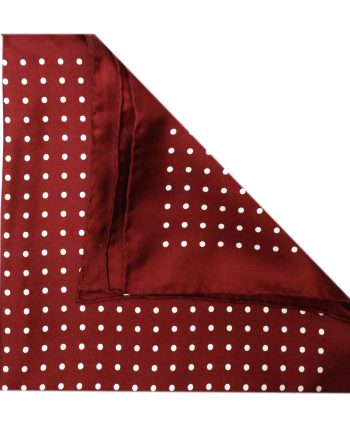 Jack - Polka Dot Silk Pocket Square in Burgundy with White Spots