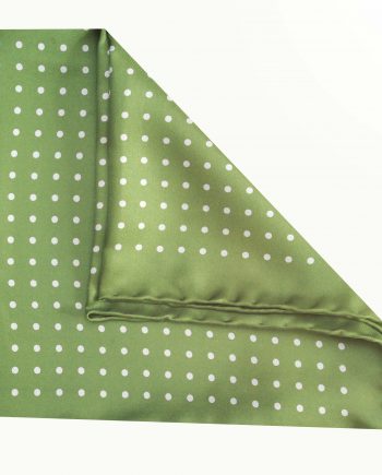 Jack - Polka Dot Silk Pocket Square in Green with Blue Spots