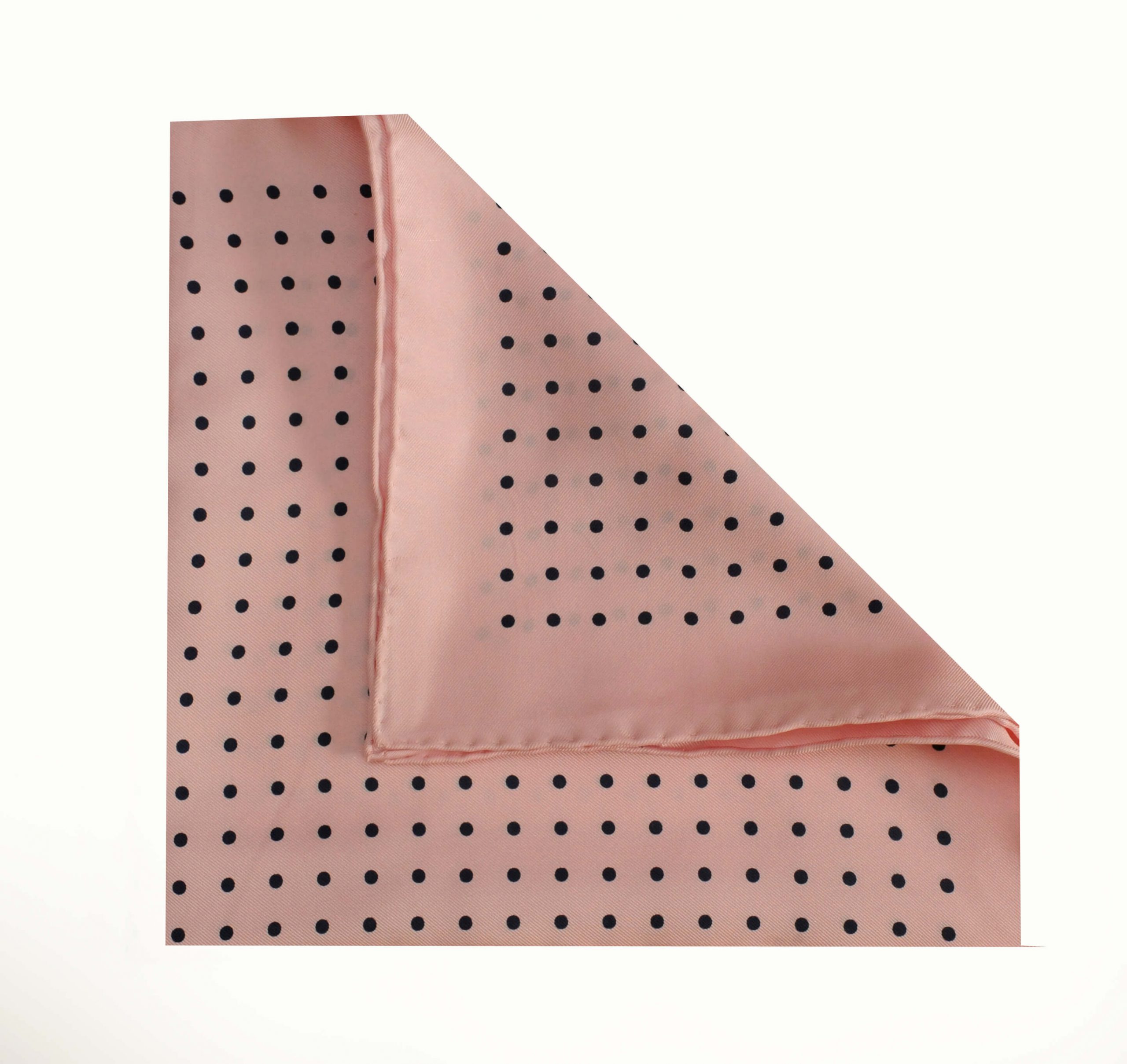 Jack - Polka Dot Silk Pocket Square in Pink with Black Spots