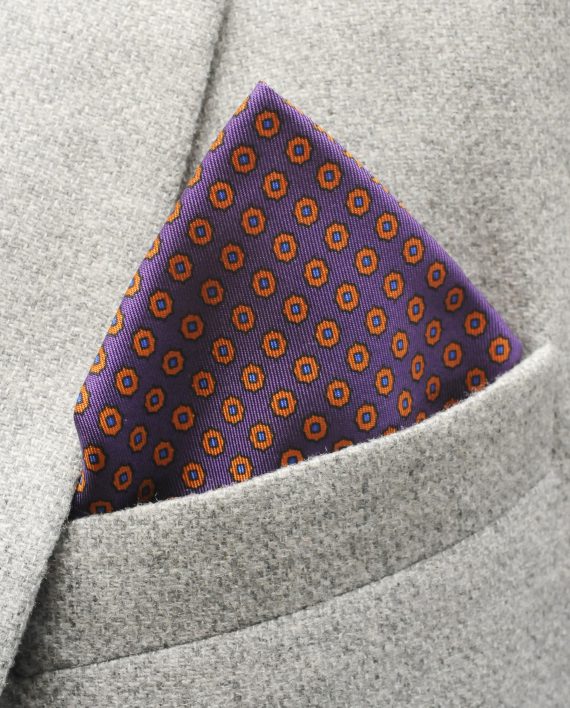 Jay - Paisley Silk Pocket Square in Purple - Image 2