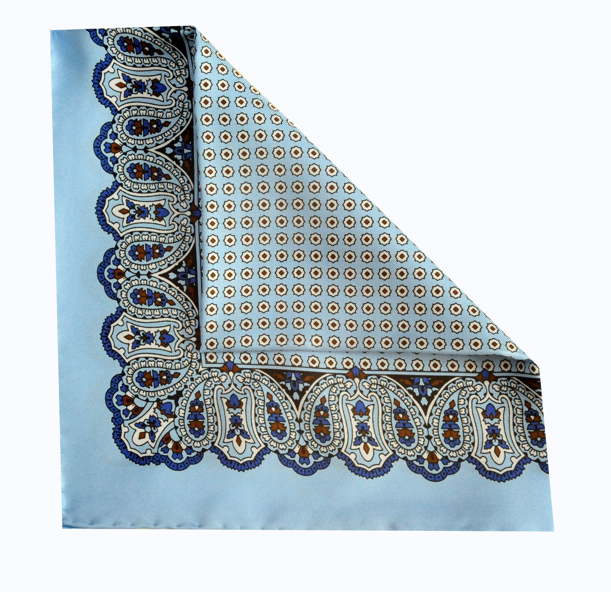 Silk Paisley Pocket Square | Blue/Khaki main image 1