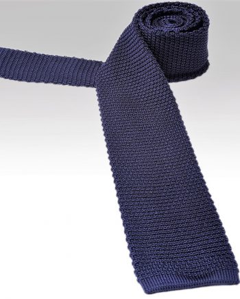 Silk Knitted Tie in Marine Blue