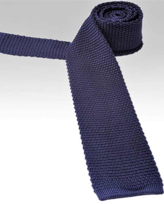 Silk Knitted Tie in Marine Blue