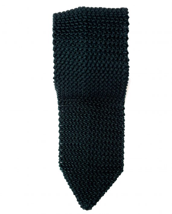 Silk Knitted Tie in Deep Green - Image 2