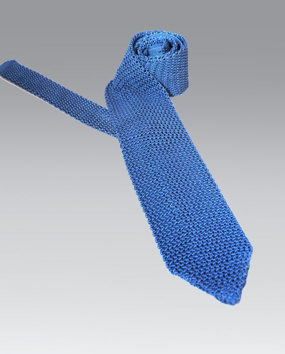Silk Knitted Tie in Airforce Blue