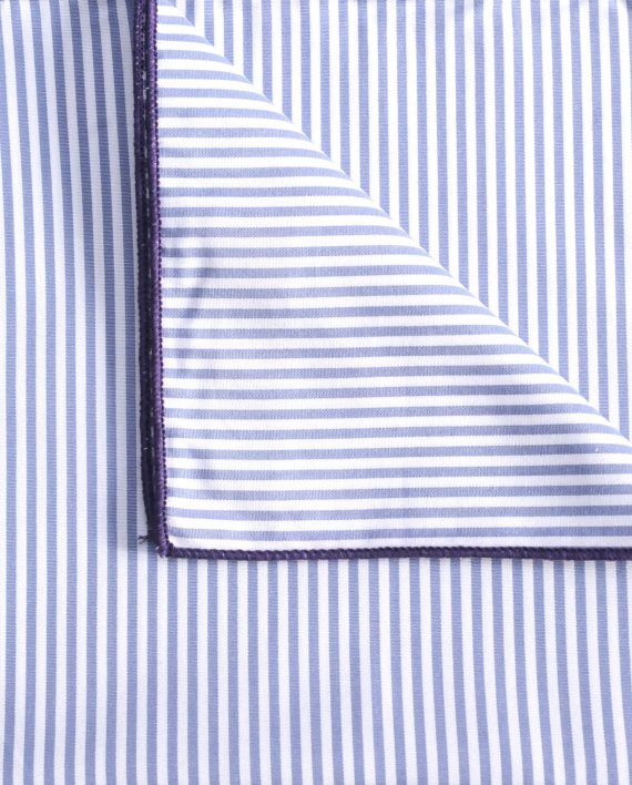 Mac - Striped Print Cotton Men’s Handkerchief in Sky and White with Purple