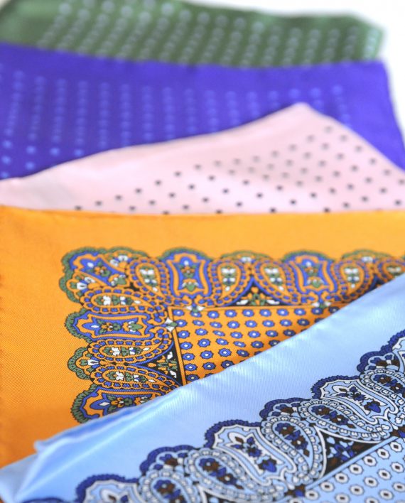 Silk Pocket Square in Light Blue Paisley - Image 4