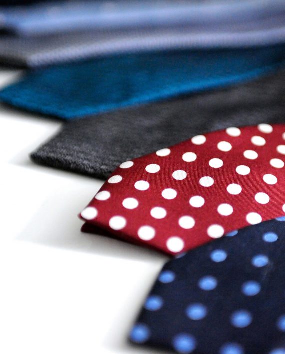 The Berwick - Italian Handmade Silk  Polka Dot Tie In Blood Red with White - Image 5