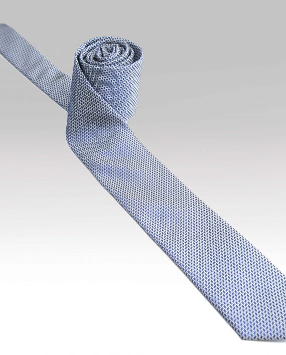 Silk Pattern Tie In Blue & White