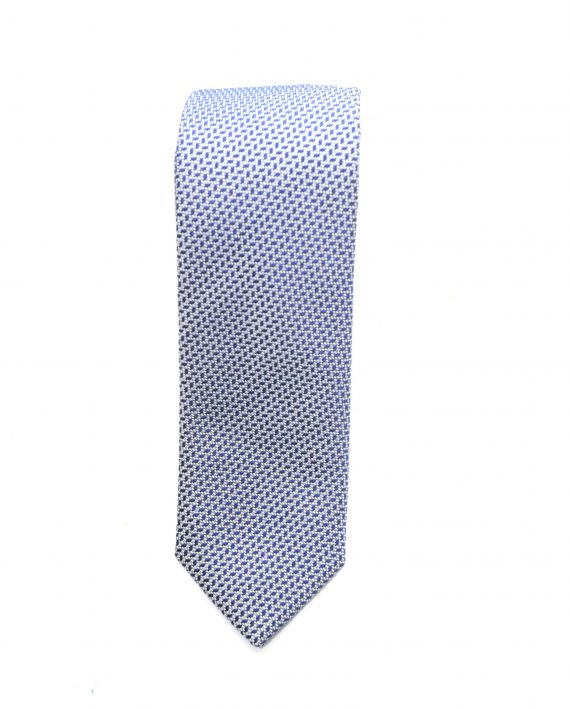 Silk Pattern Tie In Blue & White - Image 2