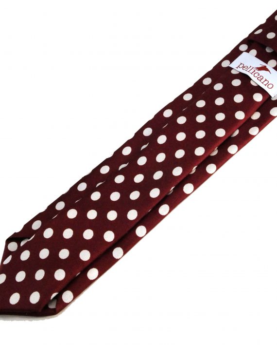 The Berwick - Italian Handmade Silk  Polka Dot Tie In Blood Red with White - Image 3