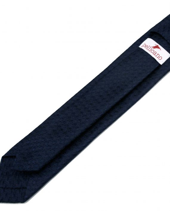 Silk Woven  Plain Tie in Navy - Image 5