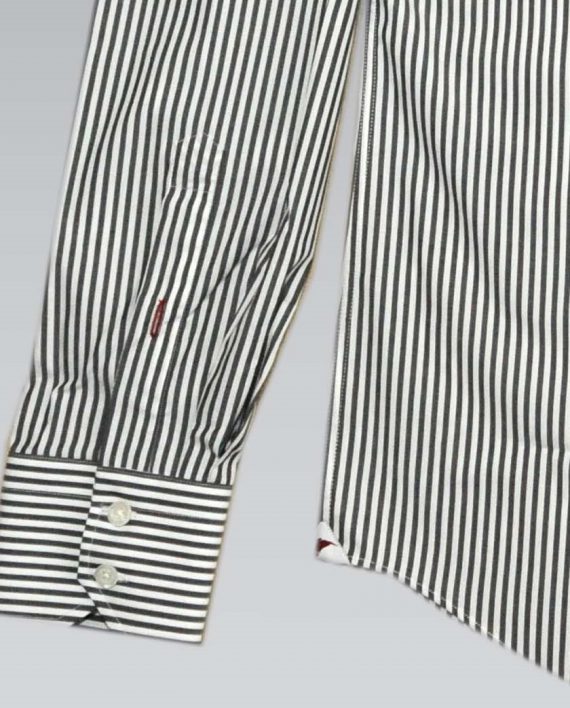 Men's Button Down Shirt in Black & White Stripes - Image 6