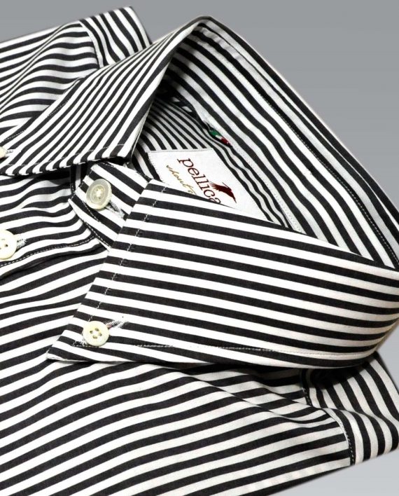 Men's Button Down Shirt in Black & White Stripes - Image 3