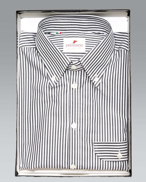Men's Button Down Shirt in Black & White Stripes - Image 7