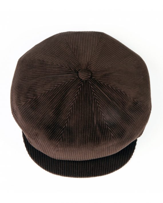 A Newsboy / Baker Boy Cap in Dark Brown Corduroy - Image 2