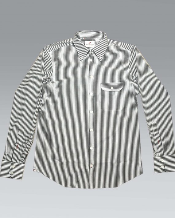 Men's Button Down Shirt in Black & White Stripes - Image 9