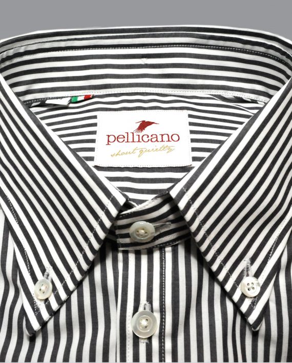 Men's Button Down Shirt in Black & White Stripes - Image 4