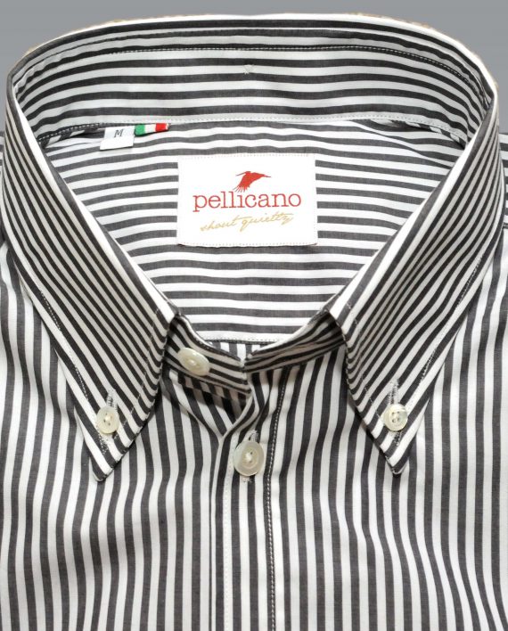 Men's Button Down Shirt in Black & White Stripes - Image 8