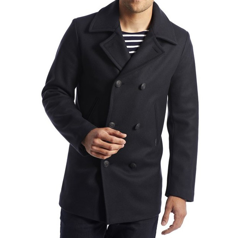 Armor Lux Pea Coat -Traditional Navy Blue Reefer Jacket - Pellicano ...