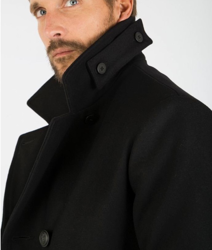 Black Wool Pea Coat by Armor Lux - Pellicano Menswear