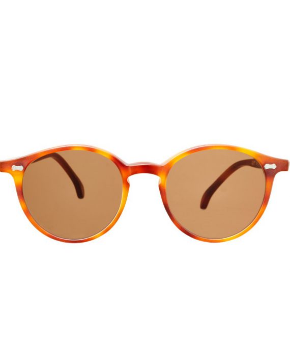 Italian Eyewear - 'Cran': Matte Classic Tortoise Sunglasses with Tobacco Lenses