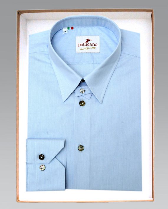 Men's Tab Collar Shirt in a Sky & White Micro Stripe