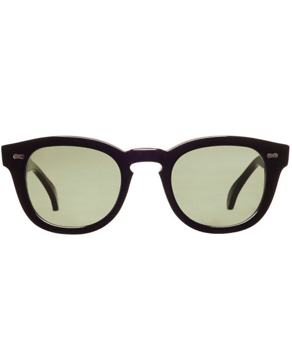 Italian Eyewear - 'Donegal': Black Acetate Frame Sunglasses with Bottle Green Lenses