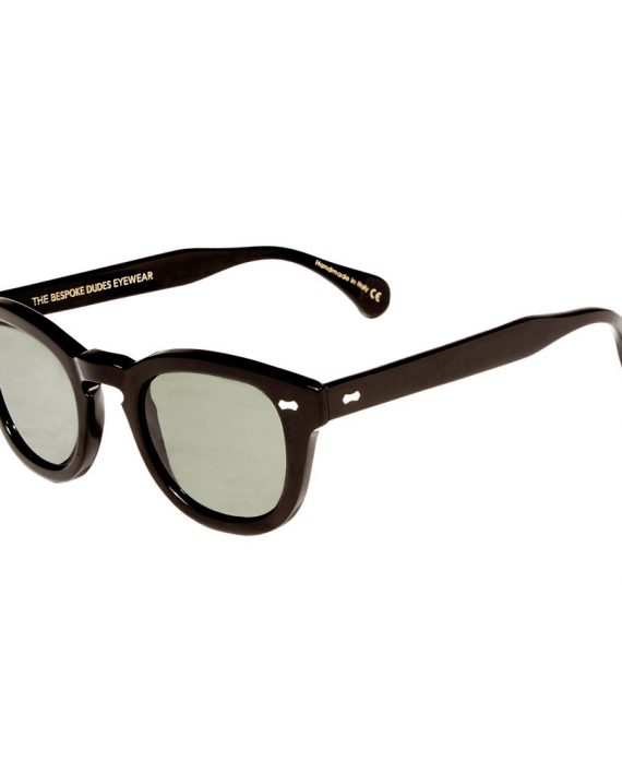 Italian Eyewear - 'Donegal': Black Acetate Frame Sunglasses with Bottle Green Lenses - Image 2