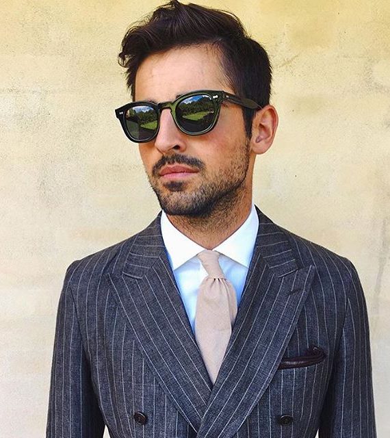 Italian Eyewear - 'Donegal': Black Acetate Frame Sunglasses with Bottle Green Lenses - Image 5