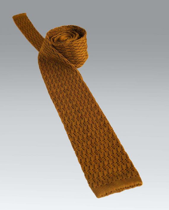 Crochet Knit Silk Tie in Gold - Image 2