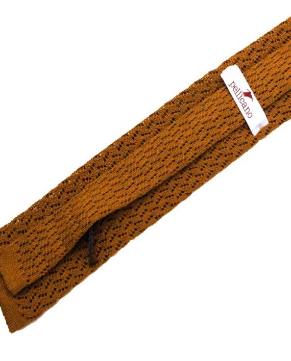 Crochet Knit Silk Tie in Gold - Image 3