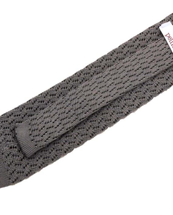 Crochet Knit Silk Tie in Grey - Image 3