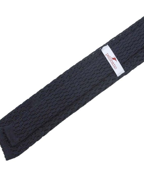 Crochet Silk Knit Tie in Navy - Image 3