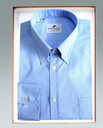 Men's Button Down Shirt in Sky Gingham Poplin