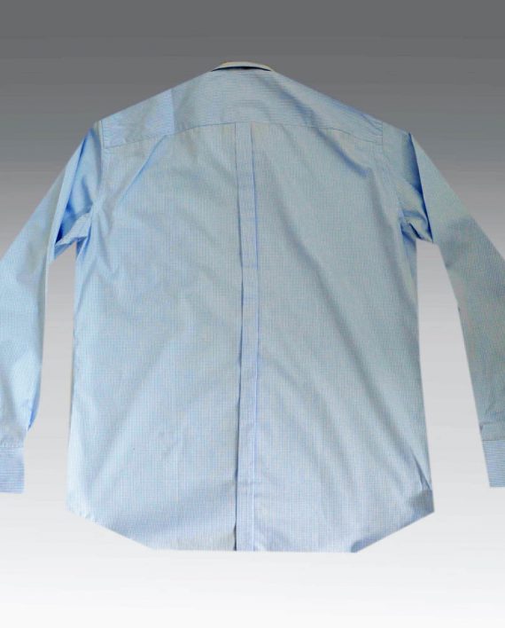 Men's Button Down Shirt in Sky Gingham Poplin - Image 4
