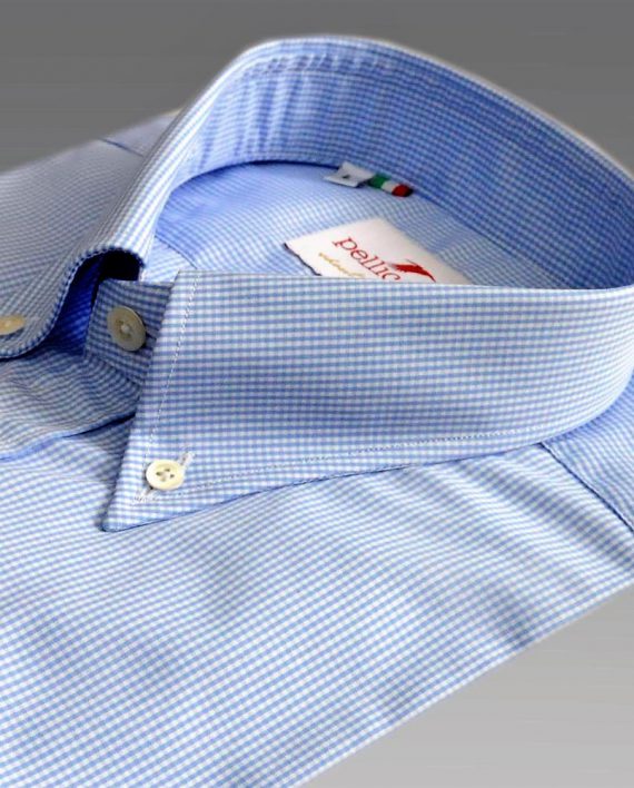 Men's Button Down Shirt in Sky Gingham Poplin - Image 2