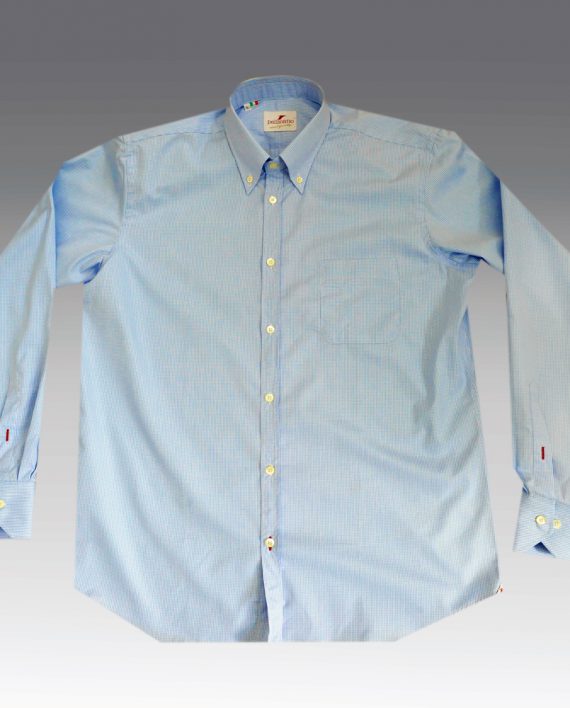 Men's Button Down Shirt in Sky Gingham Poplin - Image 3