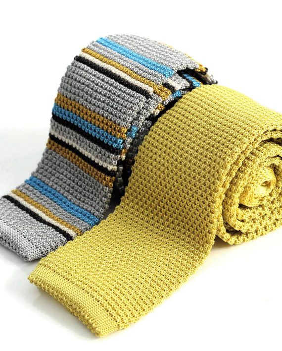 Plain Silk Knitted Tie in Saffron Yellow - Image 6