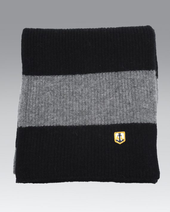 Wool Scarf in Grey and Navy Blocks by Armor Lux - Image 3