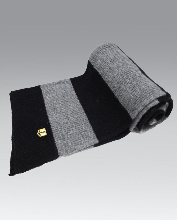 Wool Scarf in Grey and Navy Blocks by Armor Lux